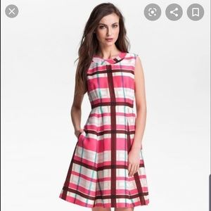 Kate Spade Pink and Brown Plaid Midi Dress